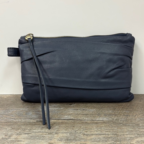 HOBO Handbags - HOBO Waver Leather Wristlet Wallet Clutch -Navy Blue
